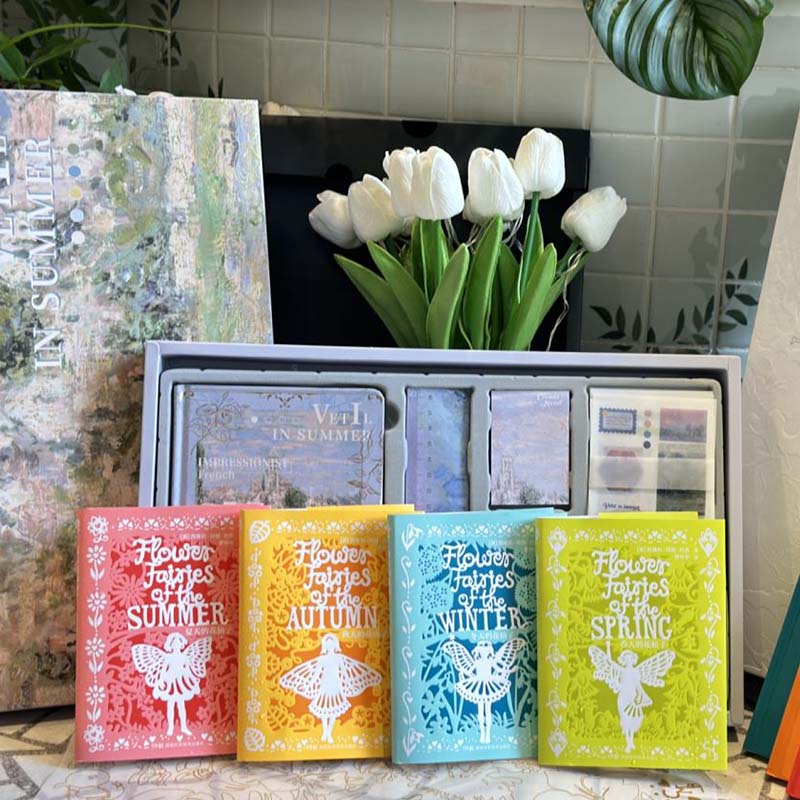 《花仙子·四季》100年珍藏版礼盒 | 内含中英双语珍藏版《花仙子 · 四季》、莫奈四季手帐套装、郁金香仿真花小夜灯等