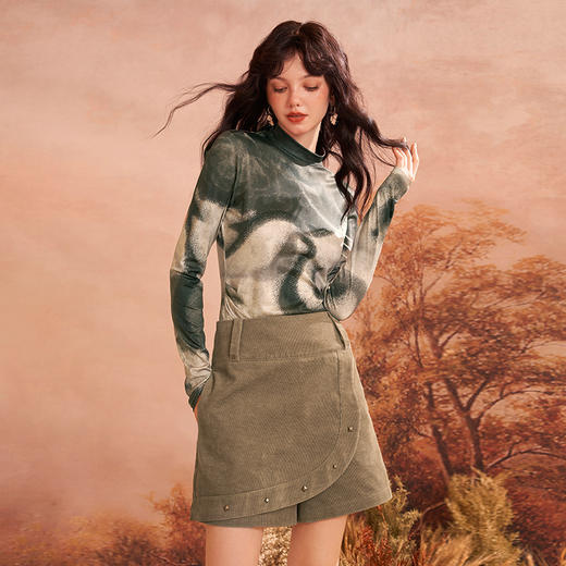 两三事沙丘之子2023秋季新款复古铆钉装饰显瘦灯芯绒裙裤休闲裤 商品图2