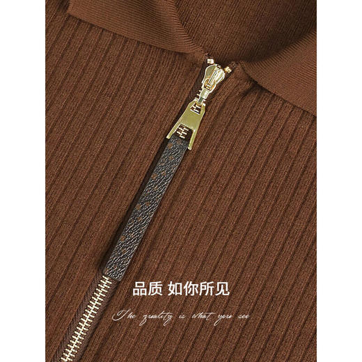 【秒杀】COCOBELLA双头金属拉链针织外套美拉德风坑条开衫上衣SE523B 商品图3