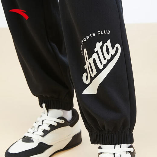 安踏动型弹力针织运动长裤女款秋季新款休闲卫裤束脚裤子162338329 基础黑-1 M/女165 商品图0