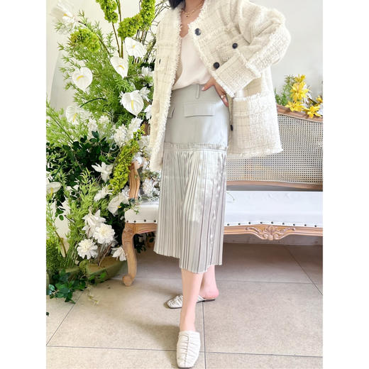 25特价 2308405   镜面百褶拼接半裙 商品图1