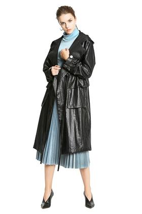 AVA 黑色连帽风衣外套 3890