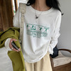 【字母印花纯棉T恤】秋冬新款宽松100%纯棉上衣  韩版显瘦白色打底衫ins潮 商品缩略图0