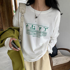 【字母印花纯棉T恤】秋冬新款宽松100%纯棉上衣  韩版显瘦白色打底衫ins潮