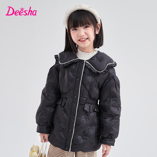 笛莎女童羽绒服2023冬季新款优雅花瓣翻领轻薄羽绒服  商品图1