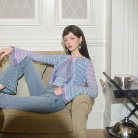 BeQueenStory【许愿池少女】马海毛混纺羊毛镂空渐变柔肤纱吊带开衫