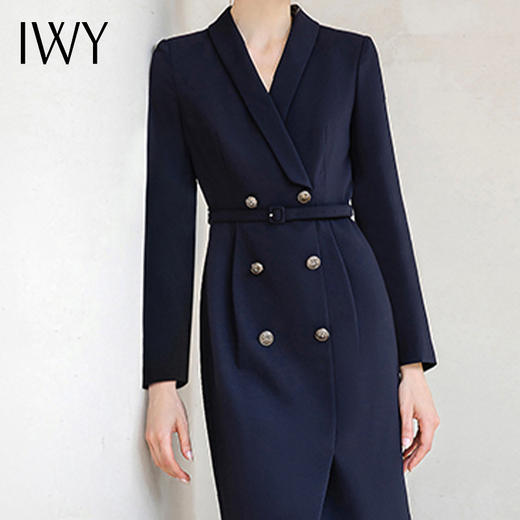 IWY/秋冬新款高端藏青色西装连衣裙女主持人正装工作服西装裙OL 233046Q1 商品图2