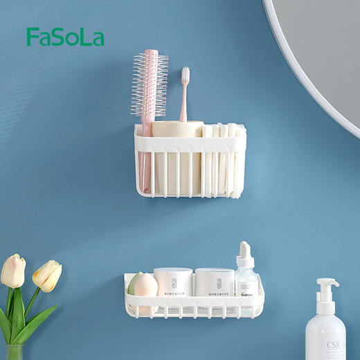 FaSoLa卫生间肥皂沥水收纳盒免打孔壁挂收纳篮家用水槽海绵沥水架 商品图8