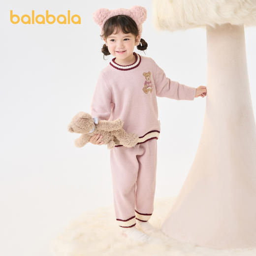 巴拉巴拉儿童家居服套装冬季半边绒男女童睡衣保暖小童宝宝小熊潮 商品图4