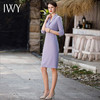 IWY/洋气紫色职业连衣裙女御姐范V领气质中袖西装裙子职场通勤服装Q886 商品缩略图4
