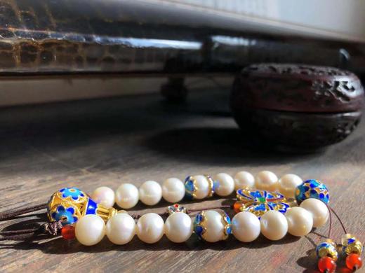 菊斋良品精致好物十八子压襟白珍珠景泰蓝 商品图6