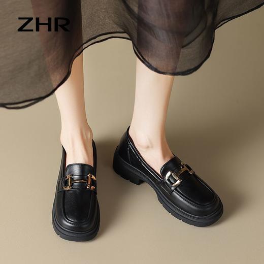 ZHR英伦风小皮鞋女夏季厚底乐福鞋2023新款黑色小皮鞋子女鞋 商品图8