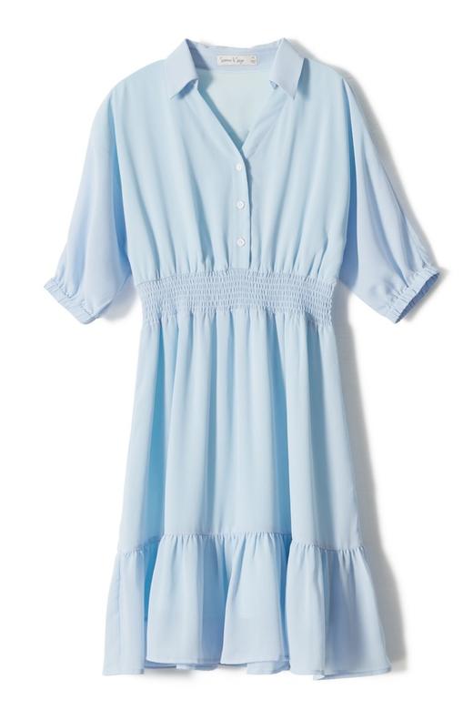 SUMMER & SAGE 浅蓝色V领收腰连衣裙 7330 商品图4