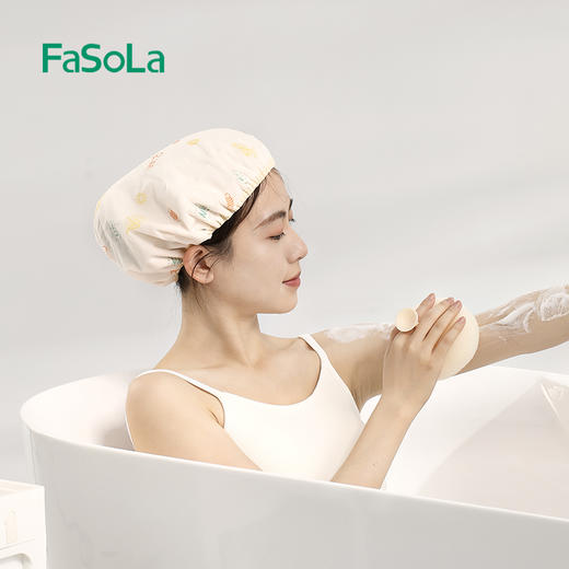 FaSoLa 双层浴帽女防水洗澡家用沐浴帽防湿头发套干湿两用干发帽 商品图5