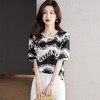 2023夏季新款雪纺衫短袖衬衫女大码T恤圆领小衫洋气5011 商品缩略图0