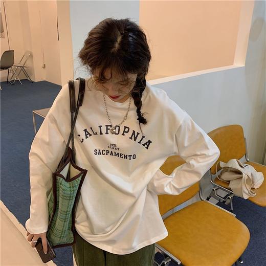 【字母印花纯棉T恤】秋冬韩版印花纯棉打底衫   100%纯棉面料 商品图1