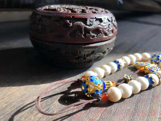 菊斋良品精致好物十八子压襟白珍珠景泰蓝 商品图3