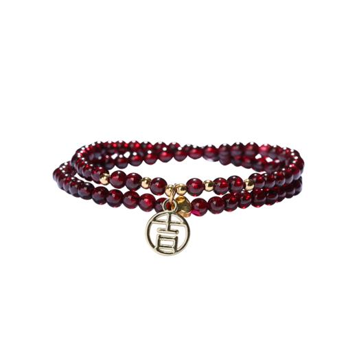 【女性之石】灵机吉品 大吉双圈石榴石手链 幸福来源 商品图4