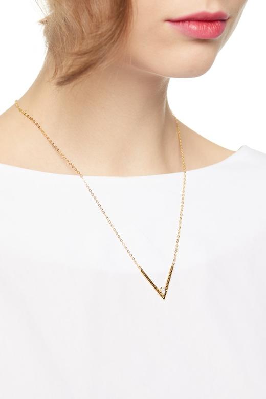 OCTAVIA V形锆石吊坠项链 7494 商品图0