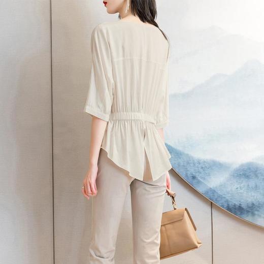 2023夏季新款雪纺衫七分袖衬衫女宽松大码衬衣T恤女1198 商品图3