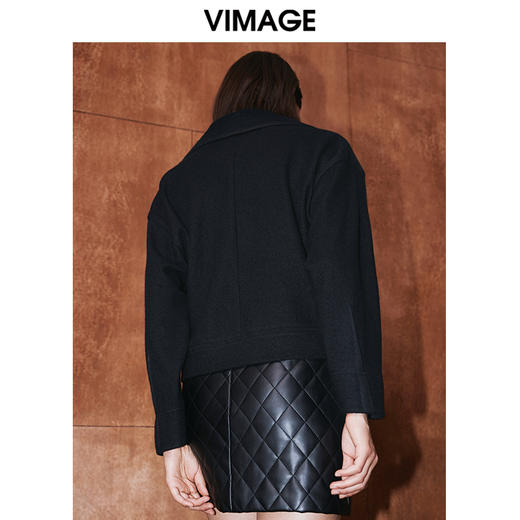 VIMAGE纬漫纪秋季新款帅气时尚纯色翻领显瘦休闲上衣女V2003617 商品图4