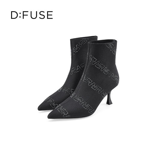 Dfuse迪芙斯秋冬款尖头烫钻细高跟个性袜靴短靴DF34116078 商品图5