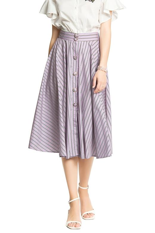 SUMMER & SAGE 紫色条纹半身裙 3420 商品图0