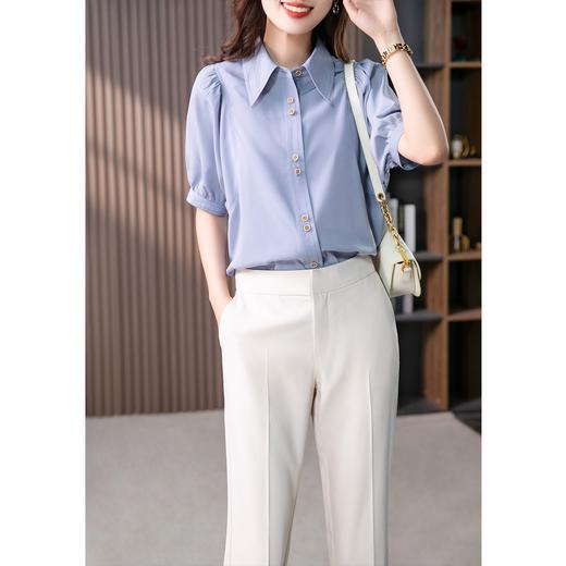 【现货7天】气质衬衫女2023夏季新款韩版设计感灯笼袖休闲职业宽松衬衣 商品图3