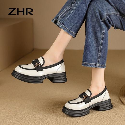 ZHR方形饰扣厚底鞋2023秋季新款ins百搭韩版学院风小皮鞋高颜值 商品图6