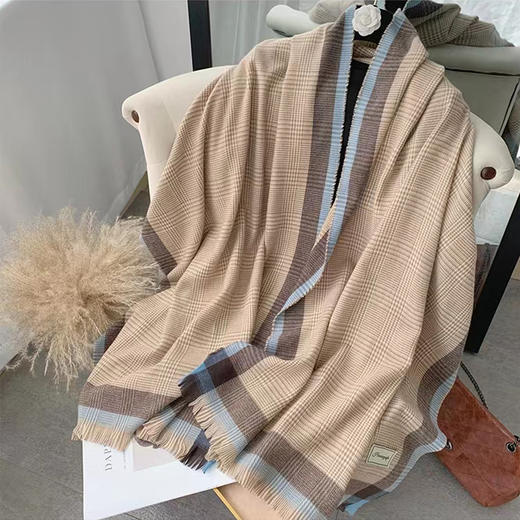 澳洲 AUChris 北欧风双面披肩/围巾系列 印花款/纯色款 含30%羊毛 大围巾时尚单品 多款可选【ys】 商品图13