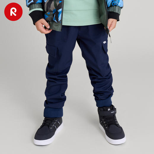reima男女儿童软壳裤大童早秋新款拒水抓绒宽松运动束脚长裤 商品图4