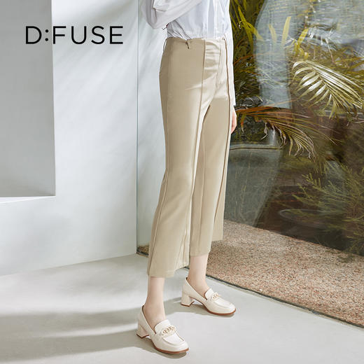 Dfuse迪芙斯秋季新款方头双色链条通勤粗跟乐福鞋DF33112119 商品图7