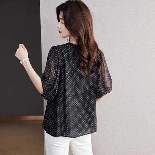 2023夏季新款雪纺衫五分袖衬衫女大码T恤圆领小衫5012 商品图1