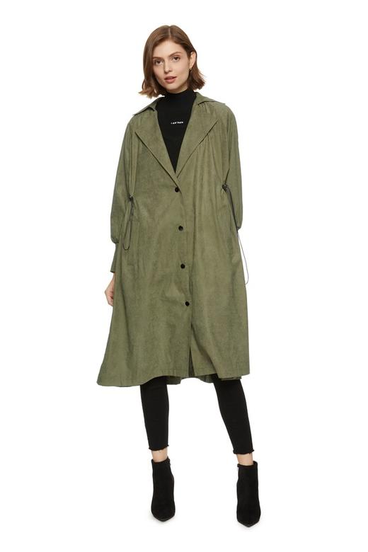 LNNNS 抽绳收腰军绿色长外套 7753 商品图1