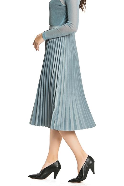 AVA 蓝色高腰百褶裙 3889 商品图2