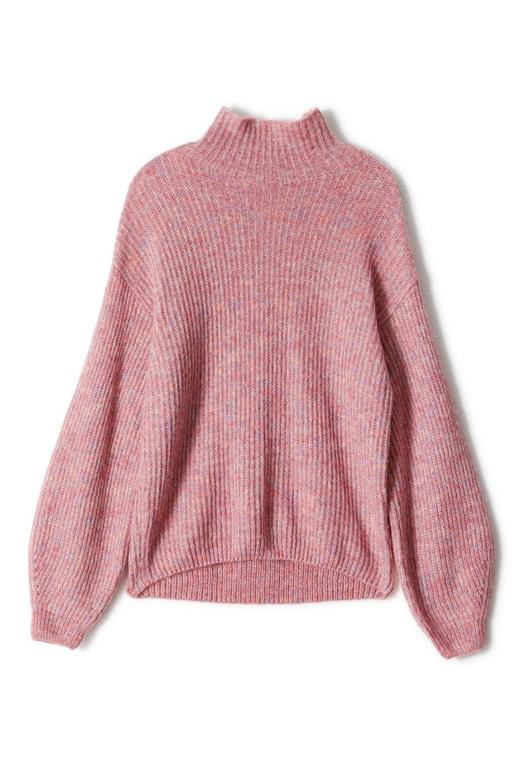 AVA 粉色高领休闲毛衣 7828 商品图4