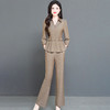 DD-时尚格纹两件套秋季新款职业女装长袖上衣直筒长裤优雅气质套装 商品缩略图0