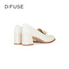Dfuse迪芙斯秋季新款方头双色链条通勤粗跟乐福鞋DF33112119 商品缩略图3