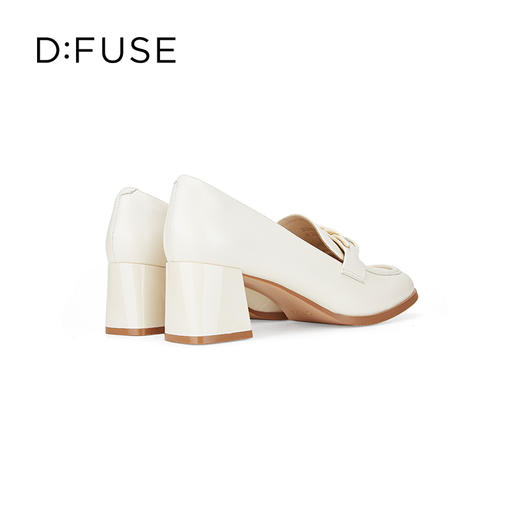 Dfuse迪芙斯秋季新款方头双色链条通勤粗跟乐福鞋DF33112119 商品图3