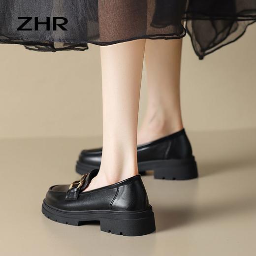 ZHR英伦风小皮鞋女夏季厚底乐福鞋2023新款黑色小皮鞋子女鞋 商品图7