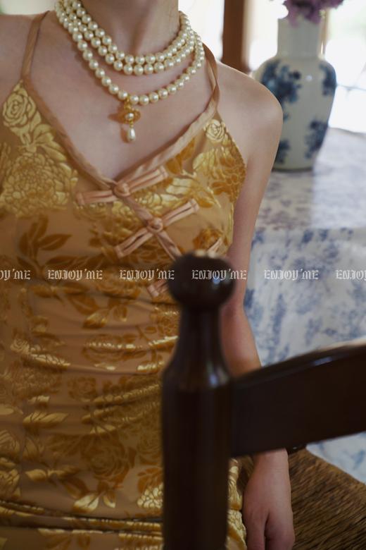 【门店同款】秋季浪漫主义-提花盘扣挂脖连衣裙 154301480 商品图5