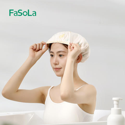 FaSoLa 双层浴帽女防水洗澡家用沐浴帽防湿头发套干湿两用干发帽 商品图10