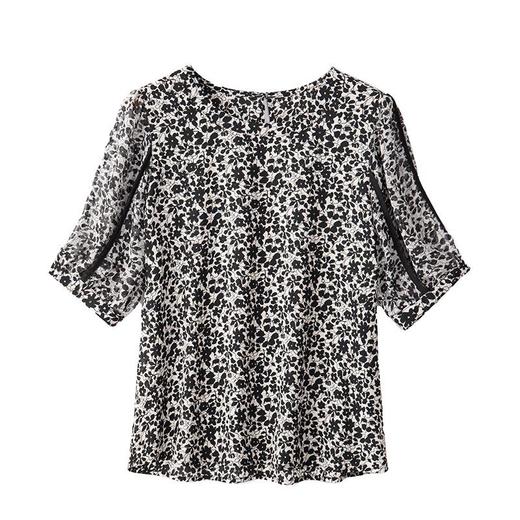 2023夏季新款雪纺衫五分袖衬衫女大码T恤圆领小衫5020 商品图4