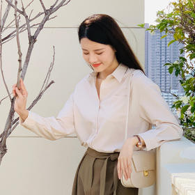 【百图lulu定制】【杏色衬衫】长袖衬衫 不易皱  大口袋衬衫