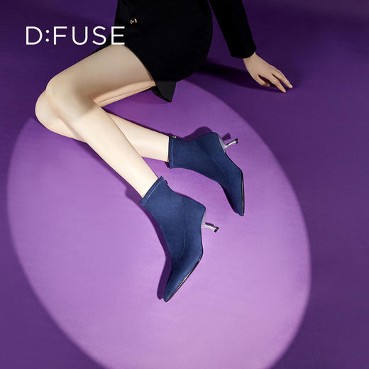 Dfuse迪芙斯秋款尖头细跟高跟弹力短靴瘦瘦靴DF34116077 商品图0