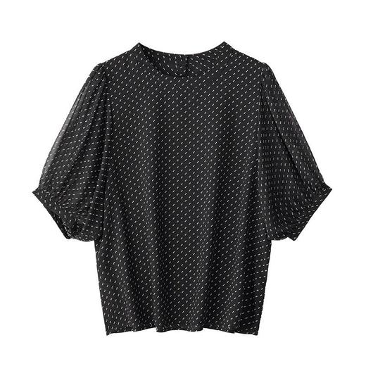 2023夏季新款雪纺衫五分袖衬衫女大码T恤圆领小衫5012 商品图4