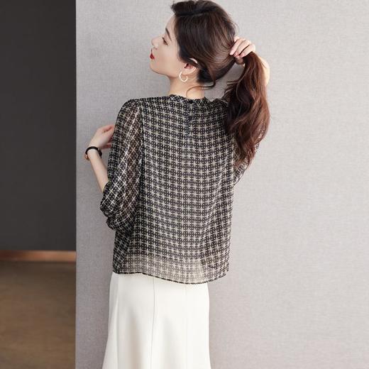 2023夏季新款雪纺衫灯笼袖衬衫女大码T恤圆领小衫5008 商品图2