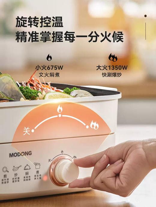 摩动电火锅锅分体式电煮锅多功能家用电炒菜鸳鸯锅火锅家用小电锅 商品图2