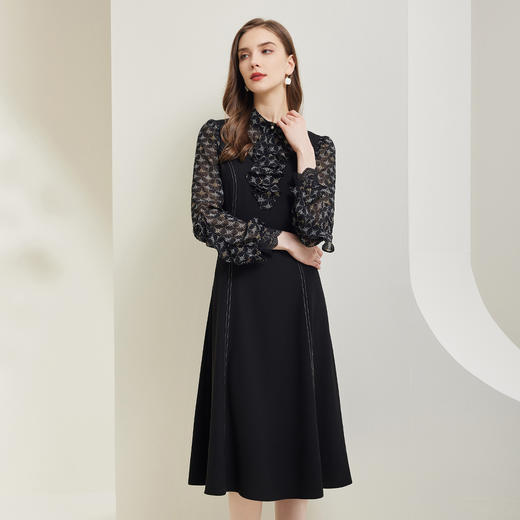 NG821斯尔丽瑟俪2023秋上新假两件式浪漫荷叶领连衣裙 商品图2