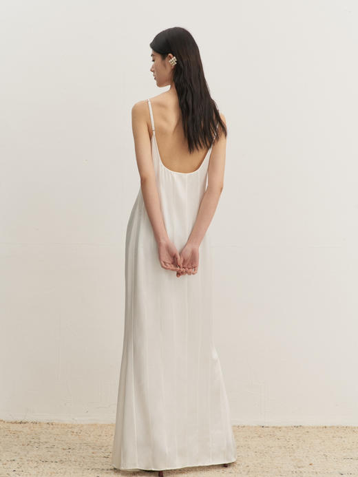 HOSIKARI｜HO23AW17 肌理醋酸拼接吊带连衣裙 [ 黑 / 白 ] 无弹 商品图12